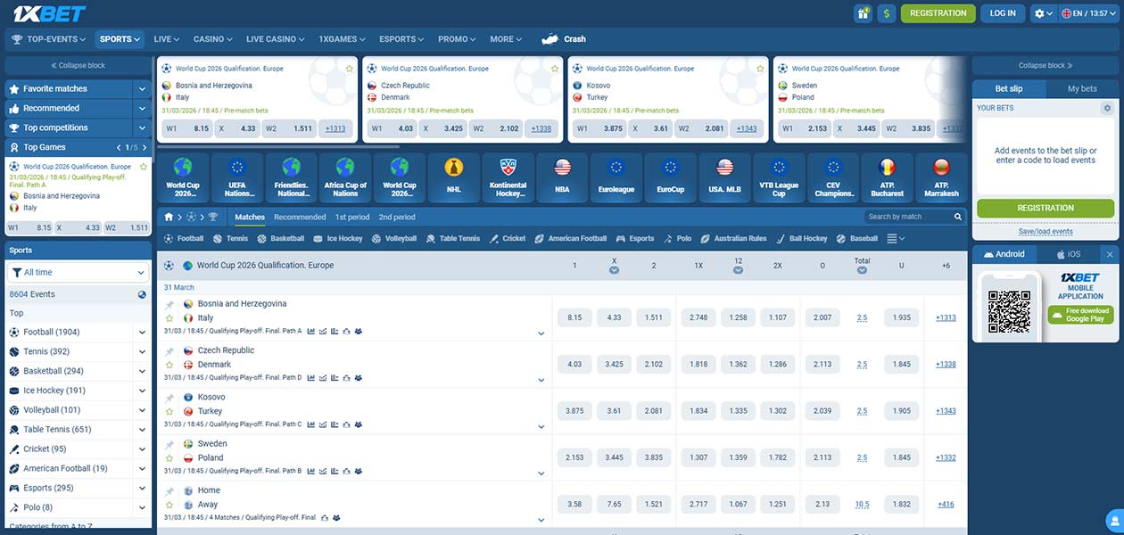 1xBet sports betting South Africa