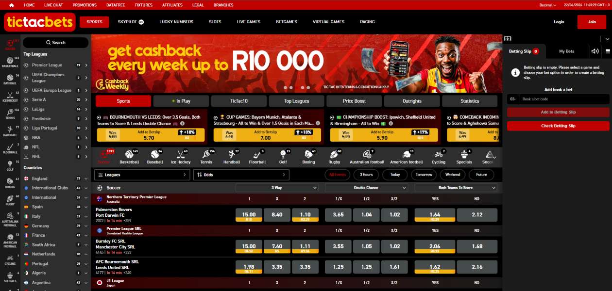 TicTacBets sports betting South Africa
